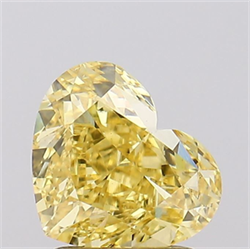 Picture of Lab Grown Diamond 2.01 Carats, Heart with  Cut, Fancy Vivid Yellow Color, VS1 Clarity and Certified by IGI