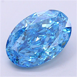 Picture of Lab Grown Diamond 2.56 Carats, Oval with  Cut, Fancy Vivid Blue Color, VVS2 Clarity and Certified by IGI