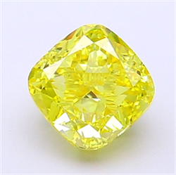Picture of Lab Grown Diamond 1.60 Carats, CUSHION MODIFIED with  Cut, Fancy Vivid Yellow Color, VVS2 Clarity and Certified by IGI