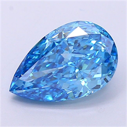 Picture of Lab Grown Diamond 2.54 Carats, Pear with  Cut, Fancy Vivid Blue Color, VVS2 Clarity and Certified by IGI