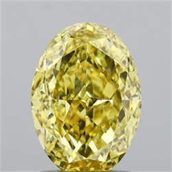 Picture of Lab Grown Diamond 1.60 Carats, Oval with  Cut, Fancy Intense Yellow Color, VS1 Clarity and Certified by IGI