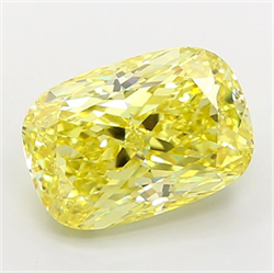 Picture of Lab Grown Diamond 5.05 Carats, CUSHION MODIFIED with  Cut, Fancy Vivid Yellow Color, VS2 Clarity and Certified by IGI