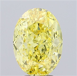 Picture of Lab Grown Diamond 4.00 Carats, Oval with  Cut, Fancy Vivid Yellow Color, VS2 Clarity and Certified by IGI