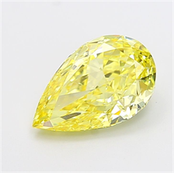 Picture of Lab Grown Diamond 3.07 Carats, Pear with  Cut, Fancy Intense Yellow Color, VS1 Clarity and Certified by IGI