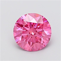 Picture of Lab Grown Diamond 1.53 Carats, Round with Ideal Cut, Fancy Vivid Pink Color, VVS2 Clarity and Certified by IGI