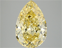 Picture of Lab Grown Diamond 5.06 Carats, Pear with  Cut, Fancy Vivid Yellow Color, VS1 Clarity and Certified by IGI