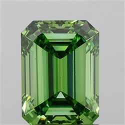 Picture of Lab Grown Diamond 1.56 Carats, Emerald with  Cut, Fancy Vivid Green Color, VS1 Clarity and Certified by IGI