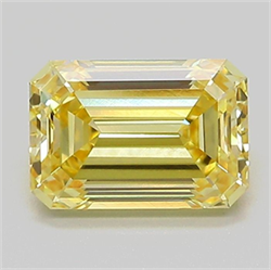 Picture of Lab Grown Diamond 1.71 Carats, Emerald with  Cut, Fancy Yellow Color, VVS2 Clarity and Certified by IGI