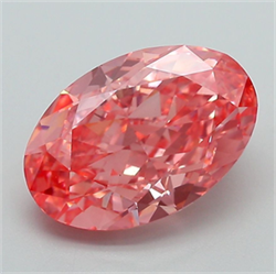Picture of Lab Grown Diamond 3.46 Carats, Oval with  Cut, Fancy Vivid Pink Color, VS1 Clarity and Certified by IGI