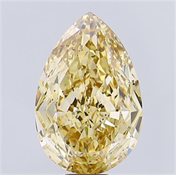 Picture of Lab Grown Diamond 13.24 Carats, Pear with  Cut, Fancy Intense Yellow Color, VS2 Clarity and Certified by IGI