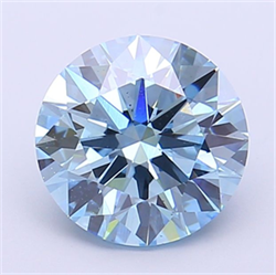 Picture of Lab Grown Diamond 2.24 Carats, Round with Ideal Cut, Fancy Vivid Blue Color, VS2 Clarity and Certified by IGI