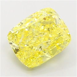 Picture of Lab Grown Diamond 4.03 Carats, CUSHION MODIFIED with  Cut, Fancy Vivid Yellow Color, VS1 Clarity and Certified by IGI