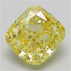 Picture of Lab Grown Diamond 7.06 Carats, CUSHION MODIFIED with  Cut, Fancy Intense Yellow Color, VS1 Clarity and Certified by IGI