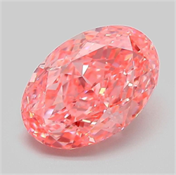 Picture of Lab Grown Diamond 2.01 Carats, Oval with  Cut, Fancy Vivid Pink Color, VVS2 Clarity and Certified by IGI