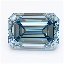 Picture of Lab Grown Diamond 1.69 Carats, Emerald with  Cut, Fancy Intense Blue Color, VS1 Clarity and Certified by IGI