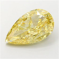 Picture of Lab Grown Diamond 5.01 Carats, Pear with  Cut, Fancy Intense Yellow Color, VS1 Clarity and Certified by IGI