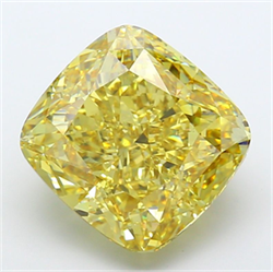 Picture of Lab Grown Diamond 20.05 Carats, CUSHION MODIFIED with  Cut, Fancy Intense Yellow Color, VS1 Clarity and Certified by IGI