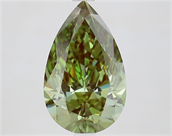 Picture of Lab Grown Diamond 3.07 Carats, Pear with  Cut, Fancy Vivid Green Color, VS1 Clarity and Certified by IGI