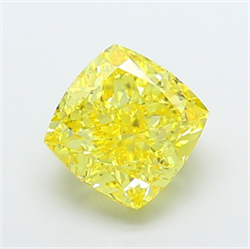 Picture of Lab Grown Diamond 5.63 Carats, CUSHION MODIFIED with  Cut, Fancy Vivid Yellow Color, VS1 Clarity and Certified by IGI
