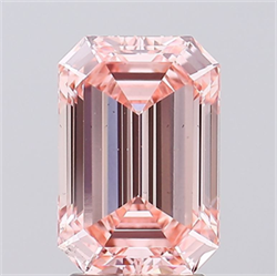 Picture of Lab Grown Diamond 3.01 Carats, Emerald with  Cut, Fancy Intense Pink Color, VS2 Clarity and Certified by IGI
