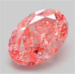 Picture of Lab Grown Diamond 6.51 Carats, Oval with  Cut, Fancy Vivid Pink Color, VVS2 Clarity and Certified by IGI