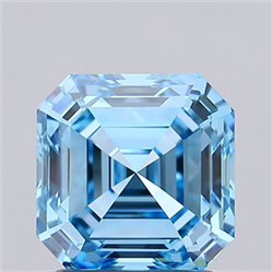 Picture of Lab Grown Diamond 1.79 Carats, Asscher with  Cut, Fancy Vivid Blue Color, VVS2 Clarity and Certified by IGI