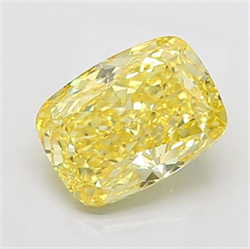 Picture of Lab Grown Diamond 3.51 Carats, CUSHION MODIFIED with  Cut, Fancy Intense Yellow Color, VS1 Clarity and Certified by IGI