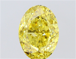 Picture of Lab Grown Diamond 7.55 Carats, Oval with  Cut, Fancy Vivid Yellow Color, VS1 Clarity and Certified by IGI