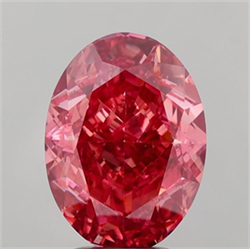 Picture of Lab Grown Diamond 4.03 Carats, Oval with  Cut, Fancy Vivid Pink Color, VVS2 Clarity and Certified by IGI