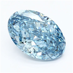 Picture of Lab Grown Diamond 2.59 Carats, Oval with  Cut, Fancy Vivid Blue Color, VS1 Clarity and Certified by IGI
