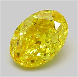 Picture of Lab Grown Diamond 1.76 Carats, Oval with  Cut, Fancy Vivid Yellow Color, VVS2 Clarity and Certified by IGI