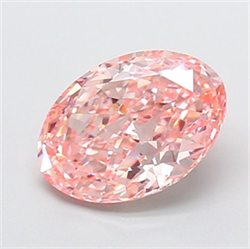Picture of Lab Grown Diamond 1.93 Carats, Oval with  Cut, Fancy Vivid Pink Color, VVS2 Clarity and Certified by IGI