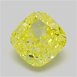Picture of Lab Grown Diamond 1.30 Carats, CUSHION MODIFIED with  Cut, Fancy Vivid Yellow Color, VVS2 Clarity and Certified by IGI