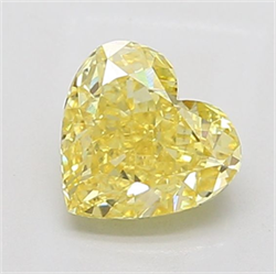 Picture of Lab Grown Diamond 2.01 Carats, Heart with  Cut, Fancy Vivid Yellow Color, VS1 Clarity and Certified by IGI