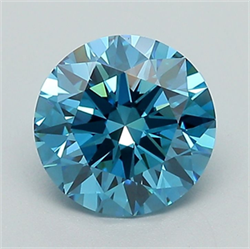 Picture of Lab Grown Diamond 1.59 Carats, Round with Ideal Cut, Fancy Vivid Blue Color, VS1 Clarity and Certified by IGI