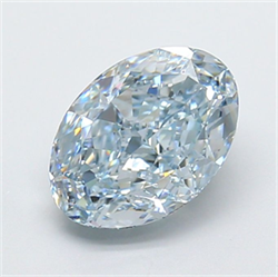 Picture of Lab Grown Diamond 3.14 Carats, Oval with  Cut, Fancy Vivid Blue Color, VVS2 Clarity and Certified by IGI