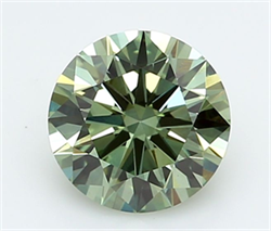Picture of Lab Grown Diamond 1.35 Carats, Round with Ideal Cut, Fancy Vivid Green Color, VS1 Clarity and Certified by IGI