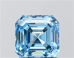 Picture of Lab Grown Diamond 1.53 Carats, Asscher with  Cut, Fancy Vivid Blue Color, IF Clarity and Certified by IGI