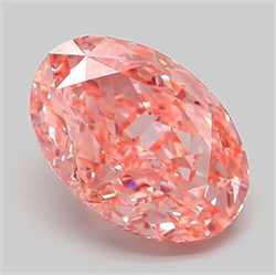 Picture of Lab Grown Diamond 3.11 Carats, Oval with  Cut, Fancy Vivid Pink Color, VVS2 Clarity and Certified by IGI