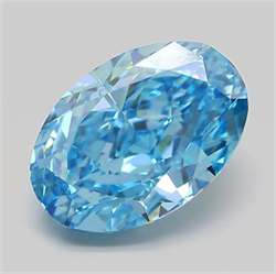 Picture of Lab Grown Diamond 4.05 Carats, Oval with  Cut, Fancy Vivid Blue Color, VS1 Clarity and Certified by IGI