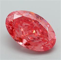 Picture of Lab Grown Diamond 4.40 Carats, Oval with  Cut, Fancy Vivid Pink Color, VVS2 Clarity and Certified by IGI