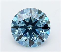 Picture of Lab Grown Diamond 1.21 Carats, Round with Ideal Cut, Fancy Vivid Blue Color, VS1 Clarity and Certified by IGI