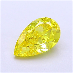Picture of Lab Grown Diamond 1.51 Carats, Pear with  Cut, Fancy Vivid Yellow Color, VVS1 Clarity and Certified by IGI