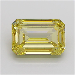 Picture of Lab Grown Diamond 5.29 Carats, Emerald with  Cut, Fancy Intense Yellow Color, VS2 Clarity and Certified by IGI