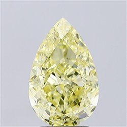 Picture of Lab Grown Diamond 2.60 Carats, Pear with  Cut, Fancy Vivid Yellow Color, VS1 Clarity and Certified by IGI