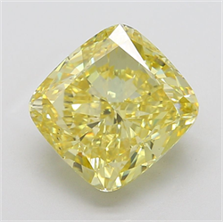Picture of Lab Grown Diamond 10.05 Carats, CUSHION MODIFIED with  Cut, Fancy Intense Yellow Color, VVS2 Clarity and Certified by IGI