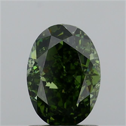 Picture of Lab Grown Diamond 1.56 Carats, Oval with  Cut, Fancy Vivid Green Color, VS1 Clarity and Certified by IGI