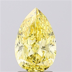Picture of Lab Grown Diamond 1.75 Carats, Pear with  Cut, Fancy Vivid Yellow Color, VS1 Clarity and Certified by IGI