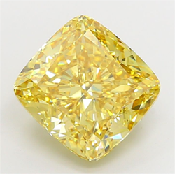 Picture of Lab Grown Diamond 14.18 Carats, CUSHION MODIFIED with  Cut, Fancy Vivid Yellow Color, VS1 Clarity and Certified by IGI