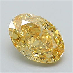 Picture of Lab Grown Diamond 1.55 Carats, Oval with  Cut, Fancy Vivid Yellow Color, VS1 Clarity and Certified by IGI